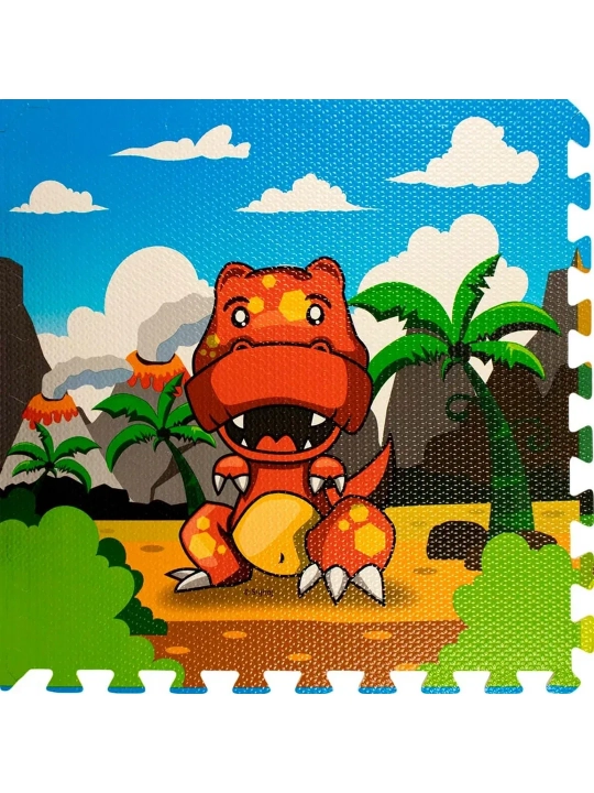 Коврик игровой 60х60х1 см 4 элемента, динозавры
