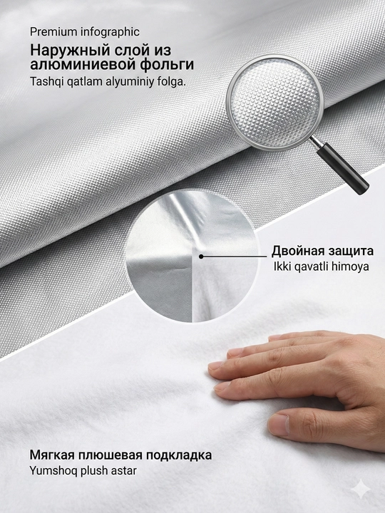 Skuter va mototsikllar uchun mo‘ljallangan S-XXL universal chodiri 1,6 metrdan 2,3 metrgacha bo‘lgan uzunlikka mos keladi