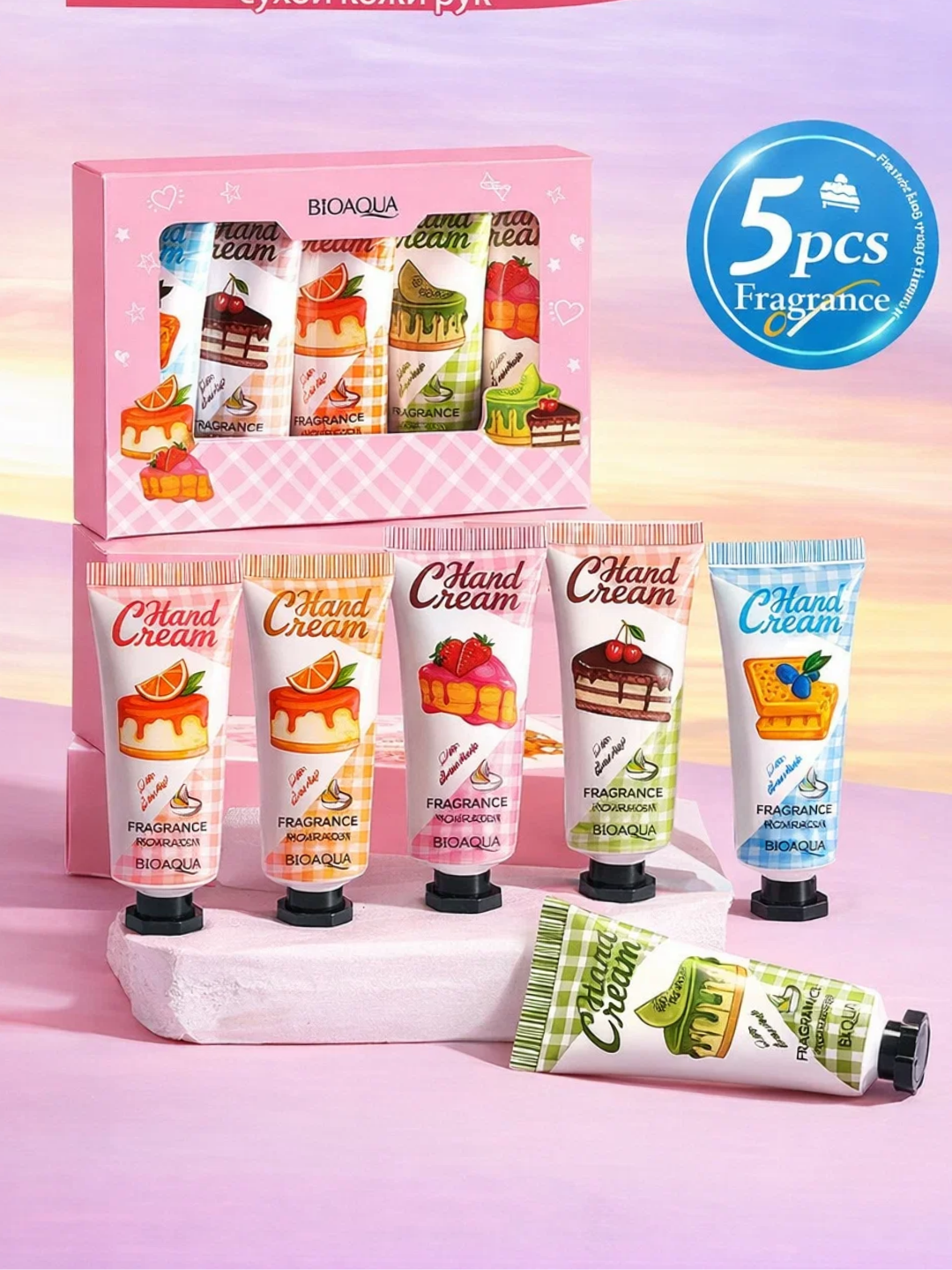 BIOAQUA qo'l kremi to'plami Fragrance, qo'l kremlari to'plami (5 ta hid) - 