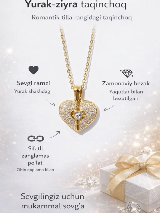 Ayollar zanjiri, oy va quyoshli, bo'yin uchun - 