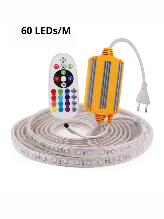 Suv o'tkazmaydigan 1 dan 100 metrgacha masofadan boshqarish pulti bilan RGB LED tasmasi
