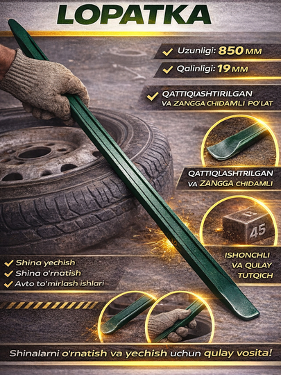 Vtomobil shinalarini o‘rnatish vositasi, shina yechish va o‘rnatish uchun montajka