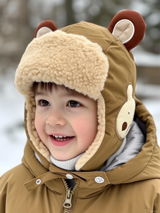 Тёплая teddy-шапка, полностью закрывает уши, мягкая и уютная - 