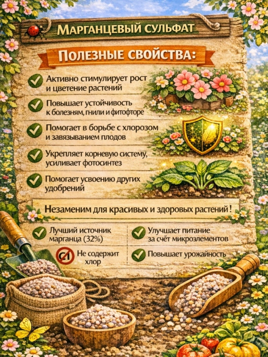 Сульфат марганца Gulla 50г — для лимонов, фикусов и роз: яркость листьев и иммунитет