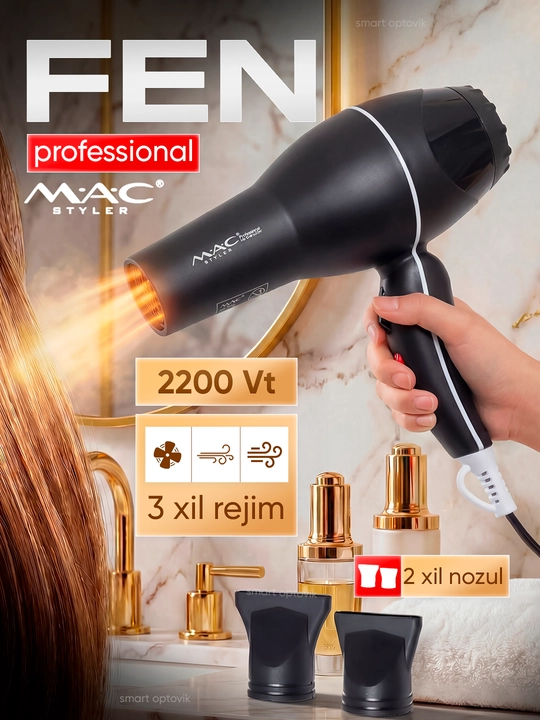 Фен MAC Styler Professional, фен для волос, профессиональный для дома и салона - 