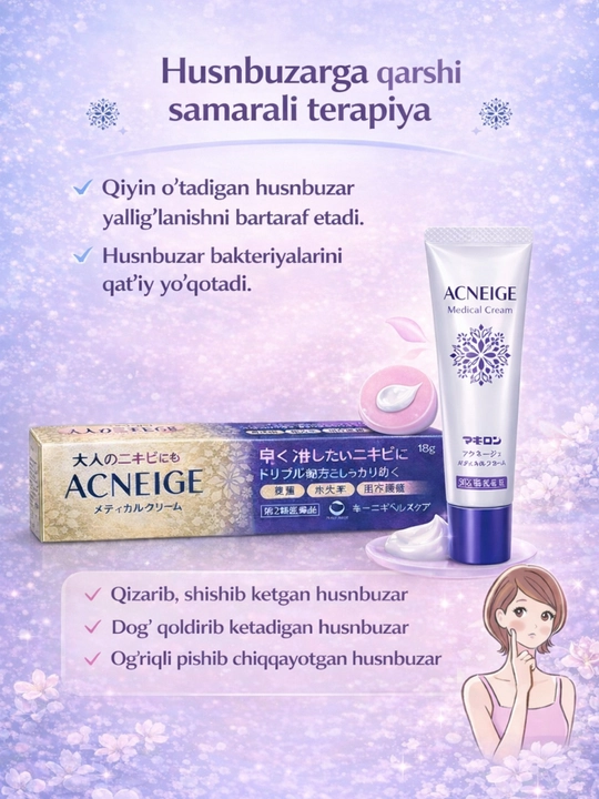 ACNEIGE крем от акне — воспаление, покраснение, отёк, прыщи, 18 г