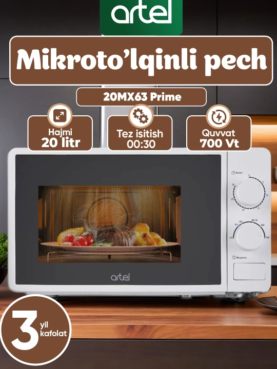 Mikroto'lqinli pech Artel 20MX63, mexanik, 20 litr - 