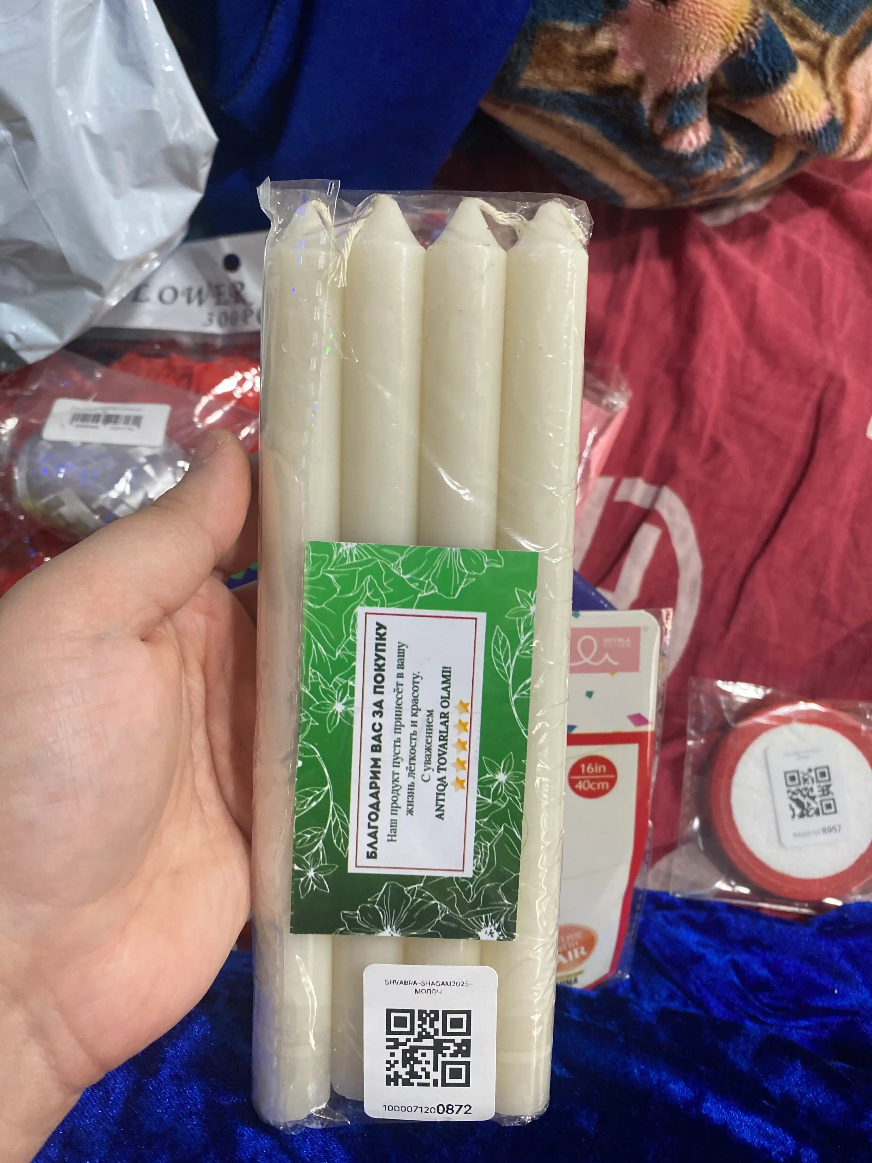 Xo‘jalik sham (4-6 dona, 45 g va 90 g) vosk tayoqchalari 15.5sm, 18sm to'plamda 10 tadan
