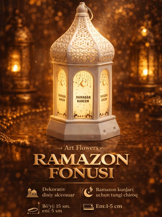 Ramazon uchun dekorativ tungi chiroq, diniy aksessuar, suvenir, ramazon uchun sovg'a 10 sm - 