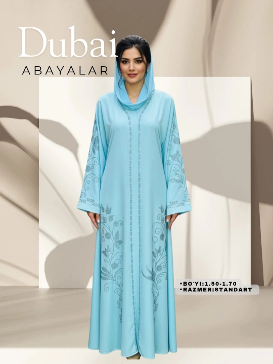 Hayit, toy, Haj va maxsus kunlar uchun bejirim ishlangan Dubai abayalari ABAYA+SHARF - 