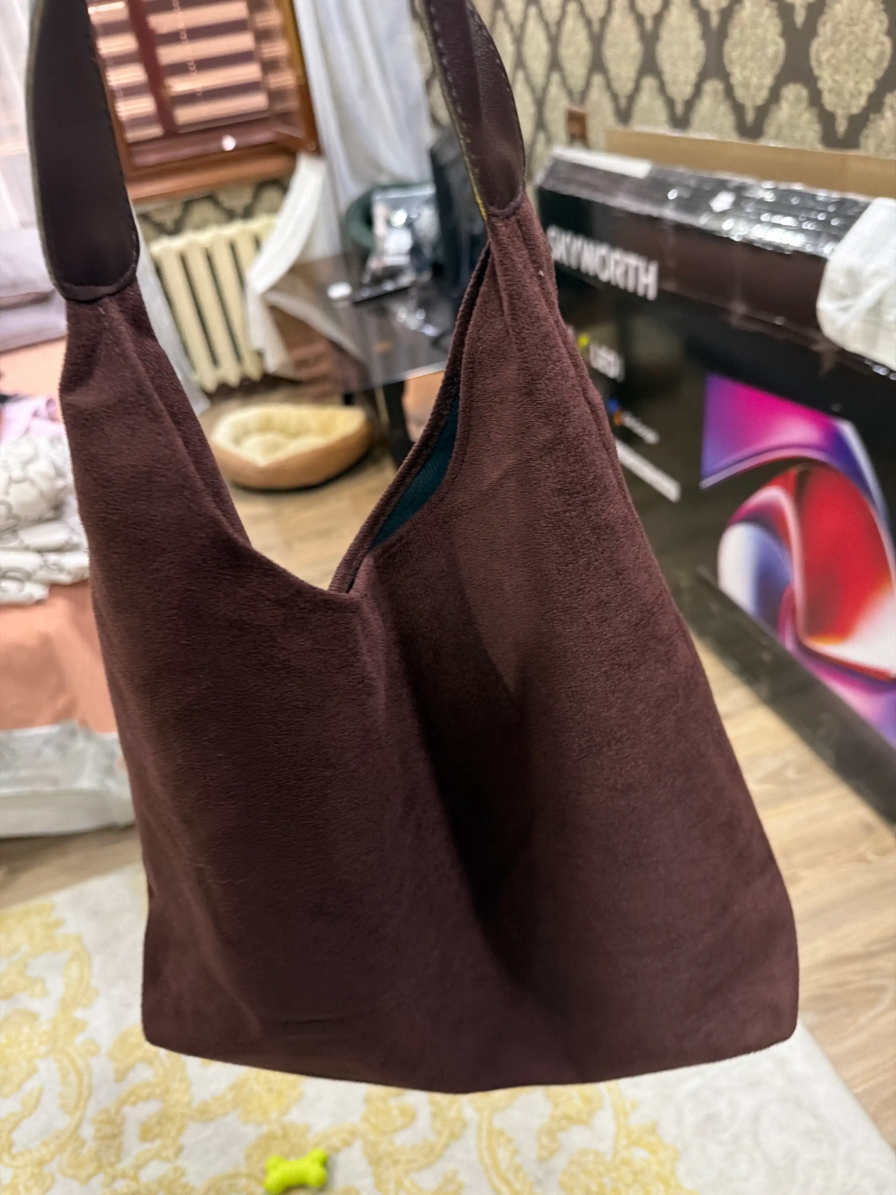 Maktab sumkasi, ayollar uchun, katta, xobo, retro uslubda, zamsh sumkasi, shopper, o‘qish uchun