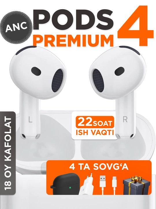 Simsiz quloqchinlar Pods 4 ANC , iPhone va Android uchun naushnik 4ta sovg'a - 