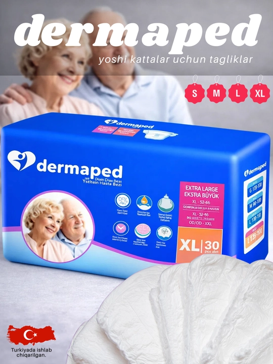Подгузники для взрослых "Dermaped" S, M, X, L, XL 30 штук - 