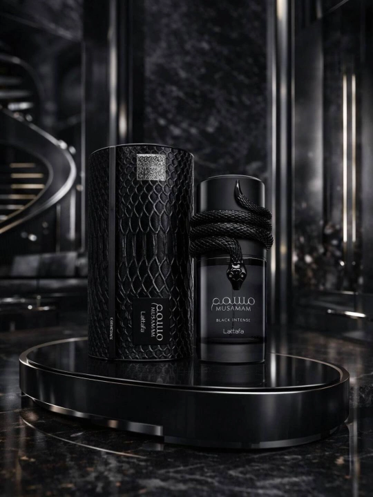 Erkaklar va ayollar uchun parfumlangan suv Musamam Black Intense Lattafa Perfumes, 100 ml - 