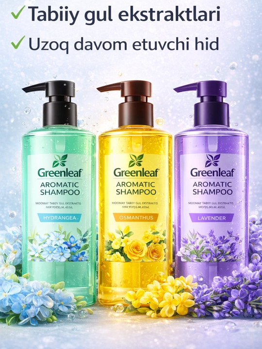 Greenleaf aromat shampun soch uchun chuqur tozalovchi namlantiruvchi yoqimli hidli  care