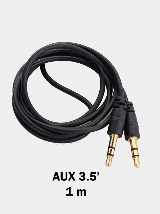 Аудио кабель AUX to AUX mini jack 3.5' 1 м, черный - 
