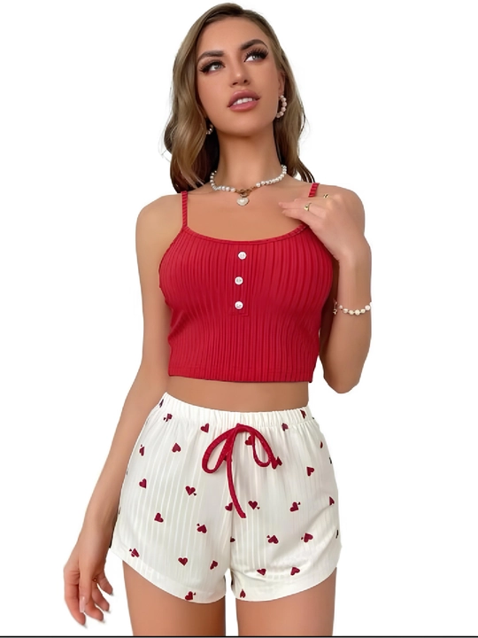 Pijama ayollar uchun 3x1, ayollar uy kiyimi to‘plami, gulli troyka – top, shim va shortik