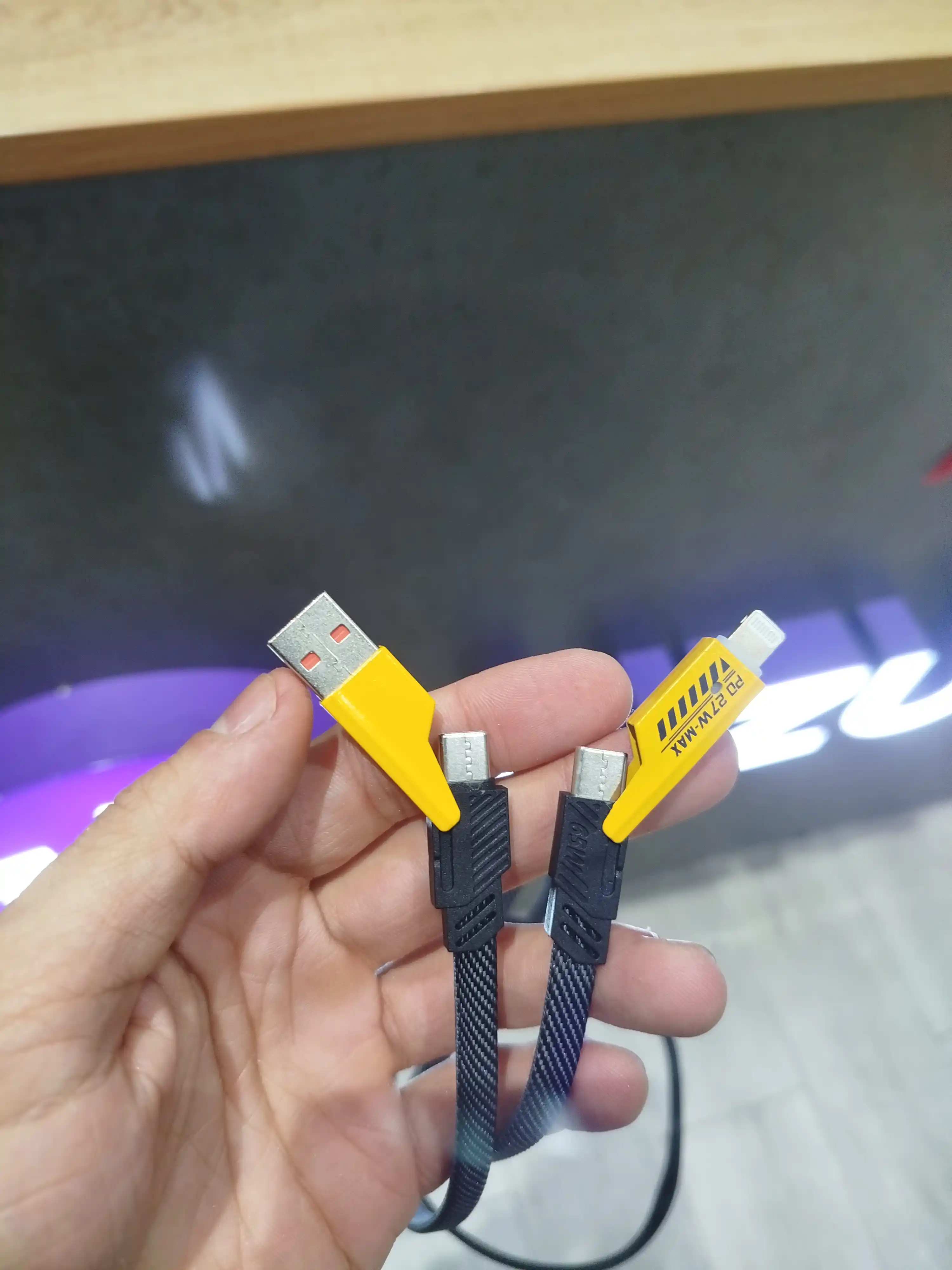 USB transformator kabeli: Type-C, Lightning - USB-A, Type-C