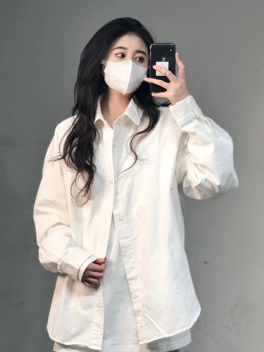 Женская рубашка oversize, c длинным рукавом, свободный крой, летняя рубашка