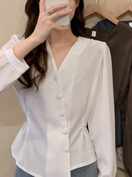Женская рубашка oversize, c длинным рукавом, свободный крой, летняя рубашка