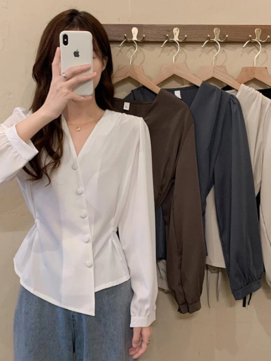 Женская рубашка oversize, c длинным рукавом, свободный крой, летняя рубашка