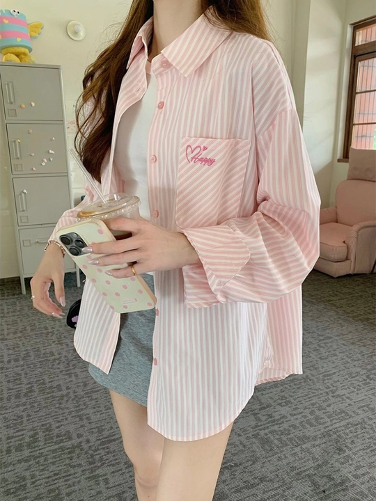 Женская рубашка oversize, c длинным рукавом, свободный крой, летняя рубашка