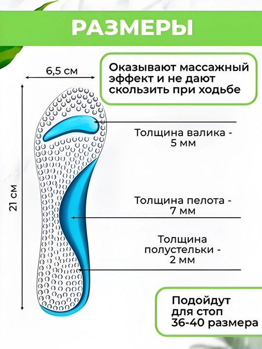Стельки силиконовые, гелевые, ортопедические, для женщин и мужчин
