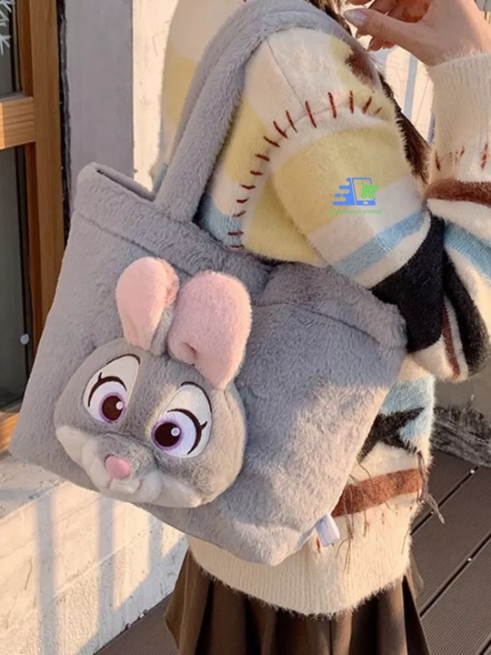 Zootopia paxmoq xarid qilish sumkasi: Nik Uayld va Judi Xoppsning mo'ynali yelka sumkasi