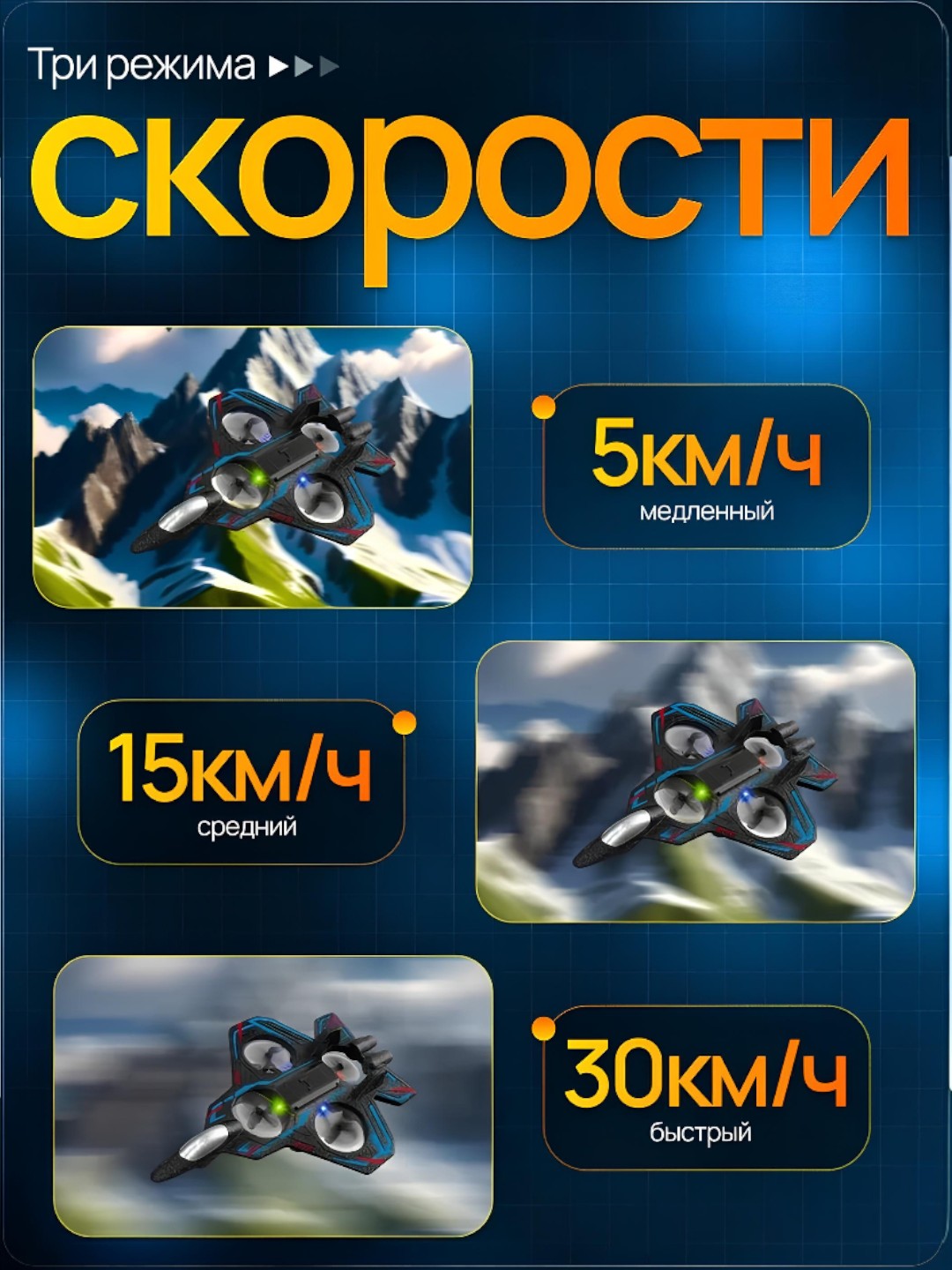 Dron samolyot pultli, 360° tryukli va RGB yoritishli, radio boshqariladigan kvadrokopter