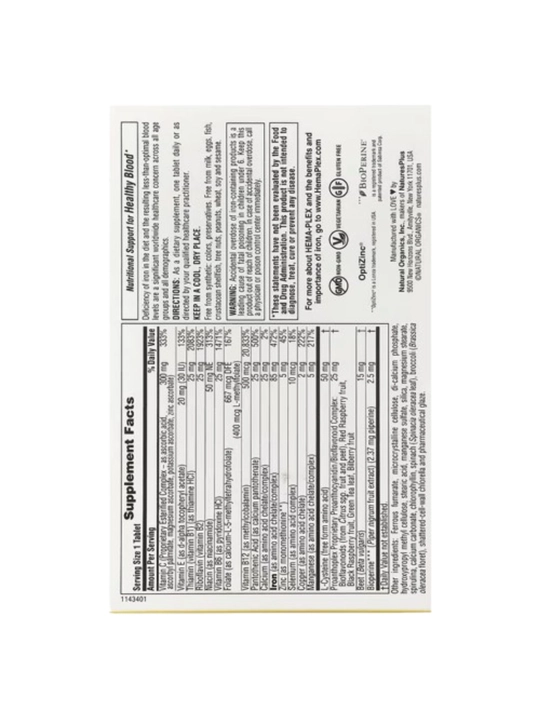 Hema-Plex, NaturesPlus, temir, sekin so'riladigan 30 tabletka