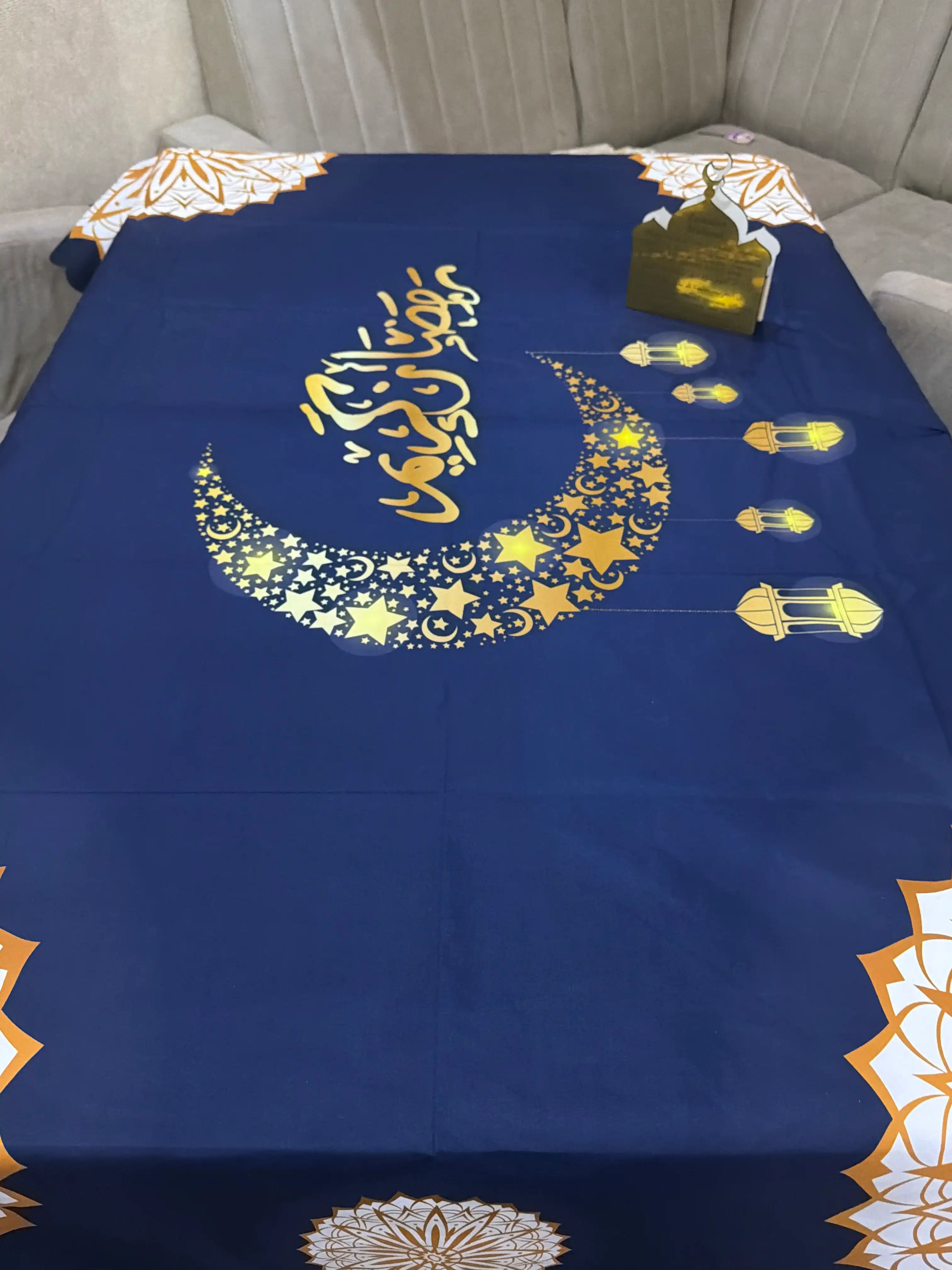Ramazon uchun, bayram dasturxoni, yupqa poliester mato, silliq yuzali