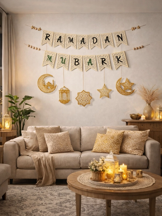 Ramazon Muborak bezak banneri – Ramazon uchun islomiy dekor va bayram yozuvi - 