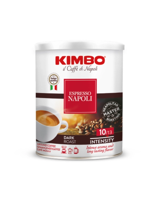 Кофе молотый Кимбо Еспрессо Наполи 250 гр, в железной банке, крепкий, 10/13 - 