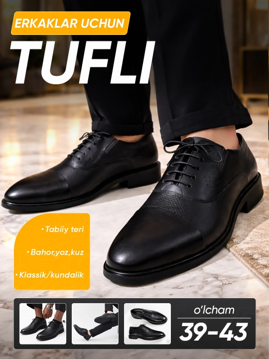 Erkaklar uchun tufli,tabiiy charm - 