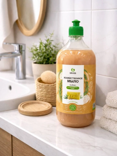 Жидкое хозяйственное мыло GRASS 72% с маслом кедра, антибактериальное, 1 л — SMRTPL-GRASSSOAP72CEDAR1L