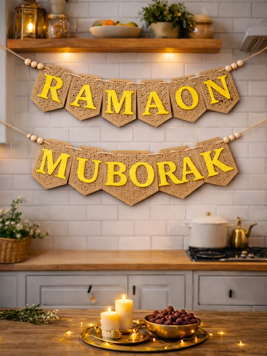 Ramazon Muborak bezak banneri – Ramazon uchun islomiy dekor va bayram yozuvi