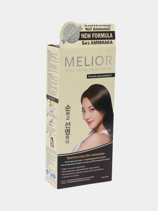 Краска для волос, Melior, без аммиака, профессиональная 120 г + 16 г, Kорея