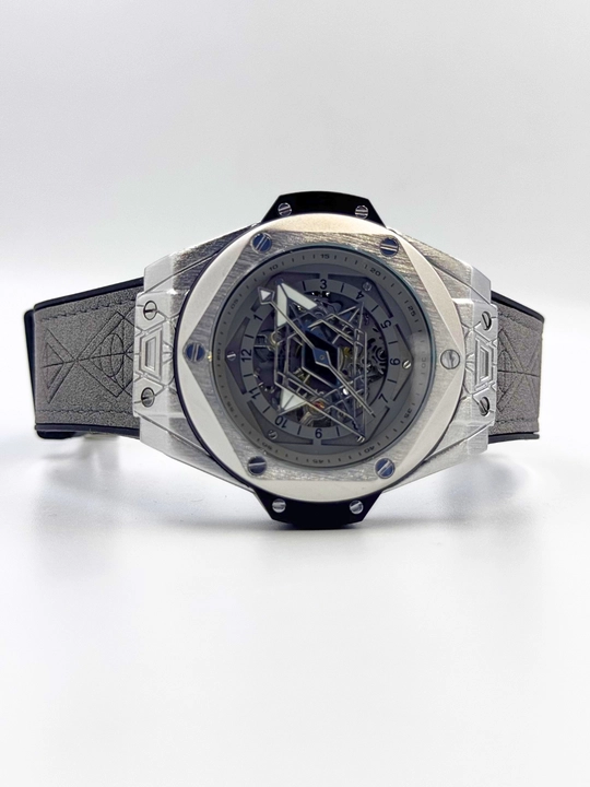 Erkaklar uchun avtomatik mexanik soat, Hublot Big Bang dizayni, ko‘k rang