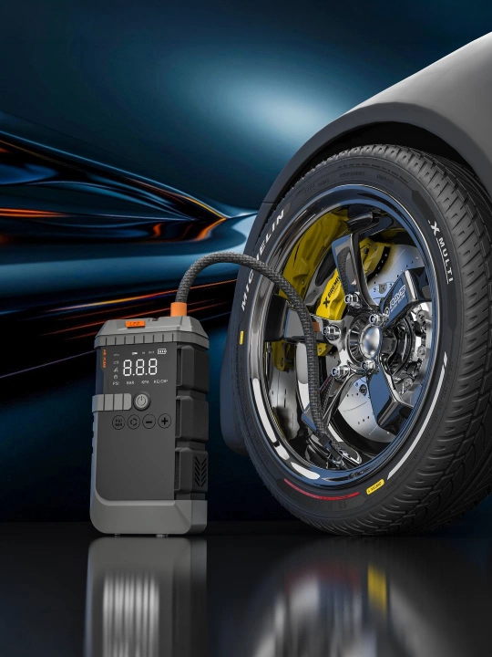 Автомобильное пусковое устройство: стартер, компрессор, фонарь насос Power Bank