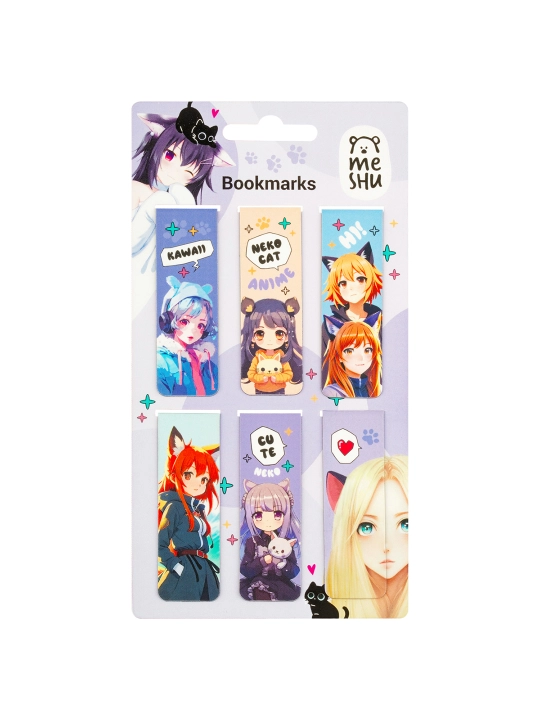 Kitoblar uchun magnit xatcho'plar, 6 dona, MESHU "Neko", MS_58945 - 