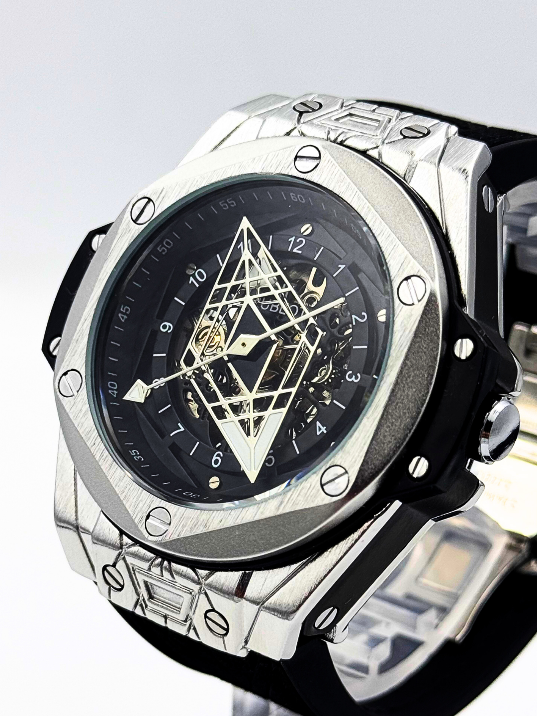 Erkaklar uchun avtomatik mexanik soat, Hublot Big Bang dizayni, qora rang