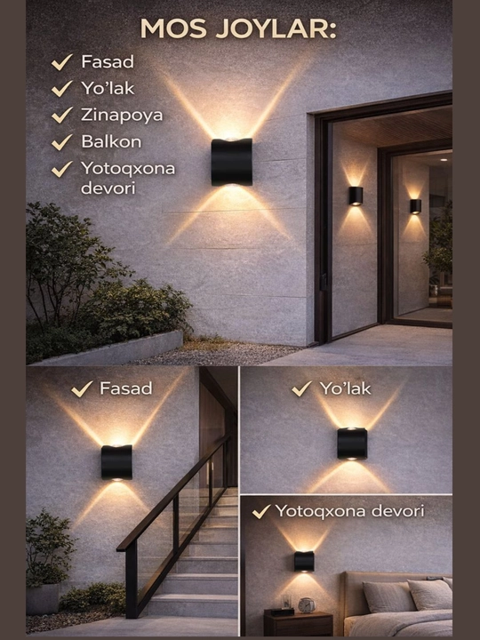 LED, devor, chiroq, dekor,, Milan 053, 3000K, IP65, Ichki va tashqi devor uchun
