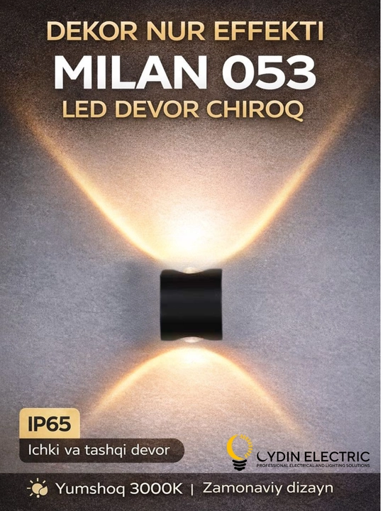 LED, devor, chiroq, dekor,, Milan 053, 3000K, IP65, Ichki va tashqi devor uchun - 