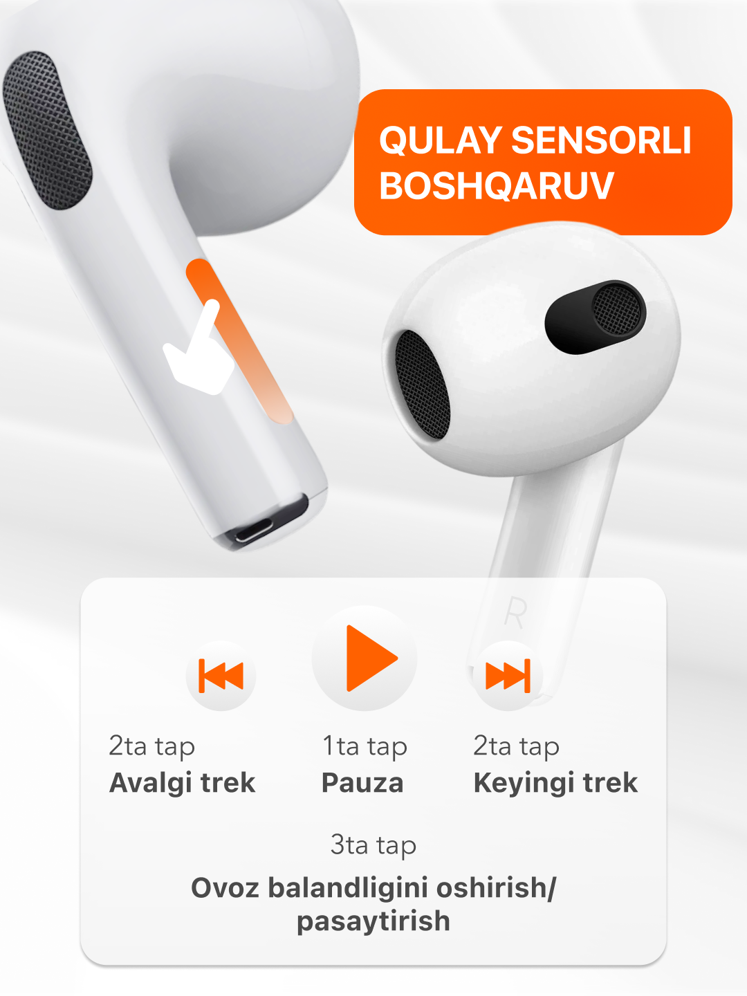 iPhone va Android uchun Pods 3 Premium simsiz minigarnituralari, changyutgichsiz, g'ilof bilan birga