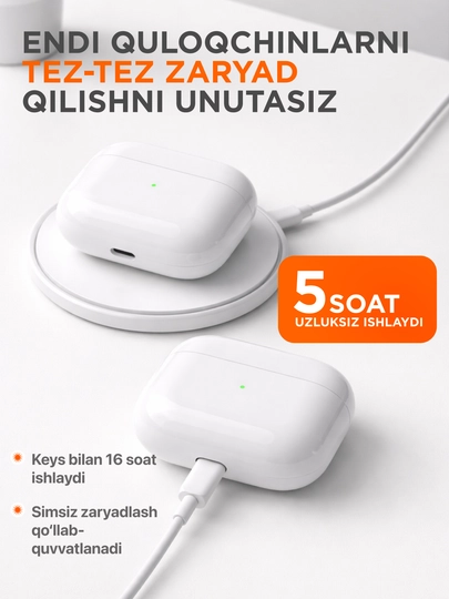 iPhone va Android uchun Pods 3 Premium simsiz minigarnituralari, changyutgichsiz, g'ilof bilan birga