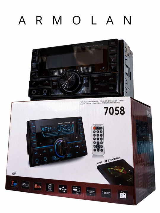 Автомагнитола 7058 1DIN Bluetooth USB AUX FM Радио – Пульт и управление через приложение - 