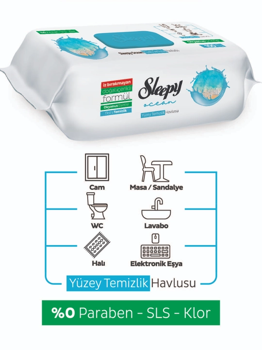 Sleepy xushbo‘y hidli sirkali nam salfetkalar, tozalash uchun nam salfetkalar, 100 dona