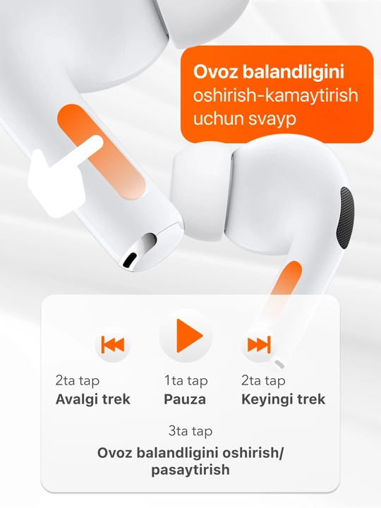 Simsiz quloqchinlar Pro 2 Premium, iPhone va Android uchun sensorli naushnik. ShopLand