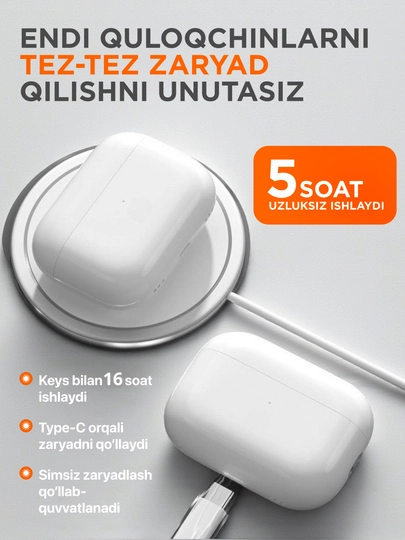 Simsiz quloqchinlar Pro 2 Premium, iPhone va Android uchun sensorli naushnik. ShopLand
