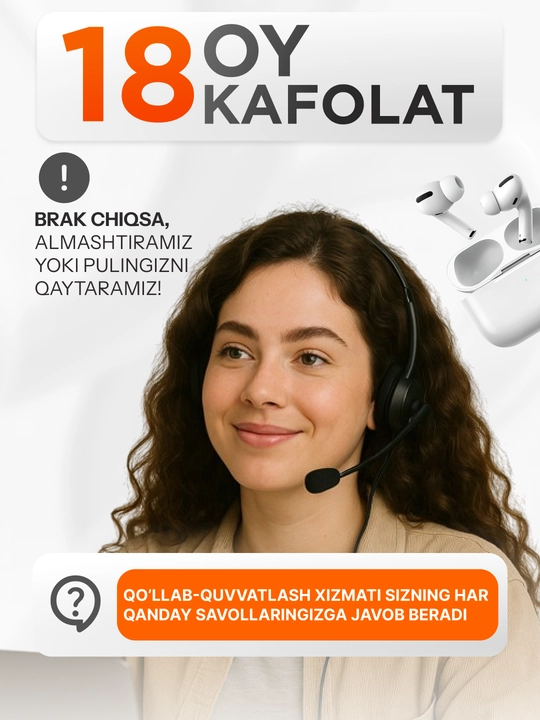Simsiz quloqchinlar Pro 2 Premium, iPhone va Android uchun sensorli naushnik. ShopLand